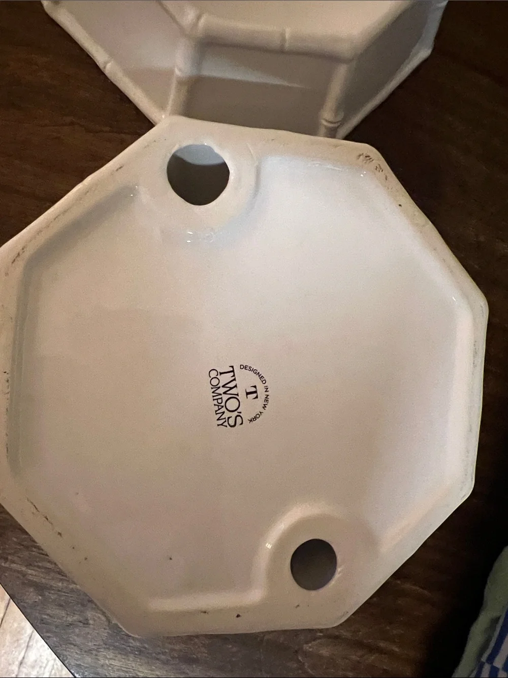 White Octagonal Ceramic pet bowls - Set of 2